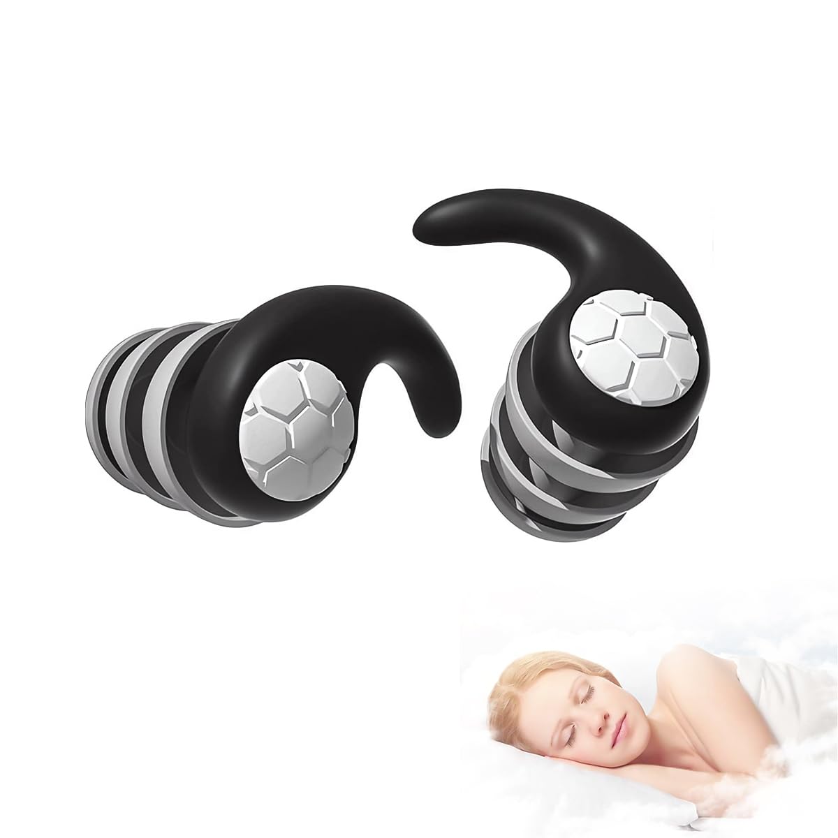 HANNEA 2PCS Ear Plugs for Sleeping, Reusable Silicone Earplugs for Noise Reduction Snoring, Sleeping, Work, Concerts, Studying and Travel HANNEA 2PCS Ear Plugs for Sleeping, Reusable Silicone Earplugs for Noise Reduction Snoring, Sleeping, Work, Concerts, Studying and Travel